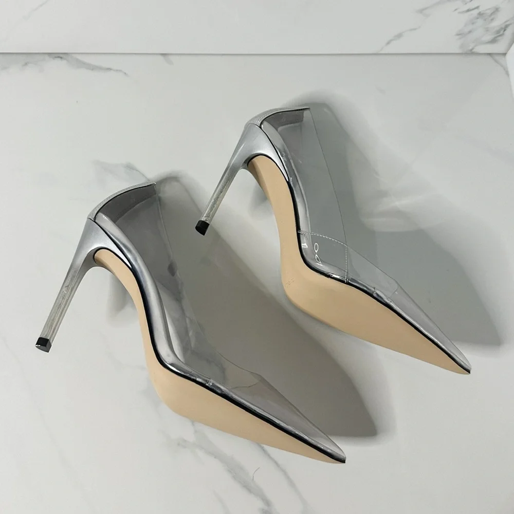 Good American Clear PVC Pointed Toe Kitten Heels - Picture 3 of 6